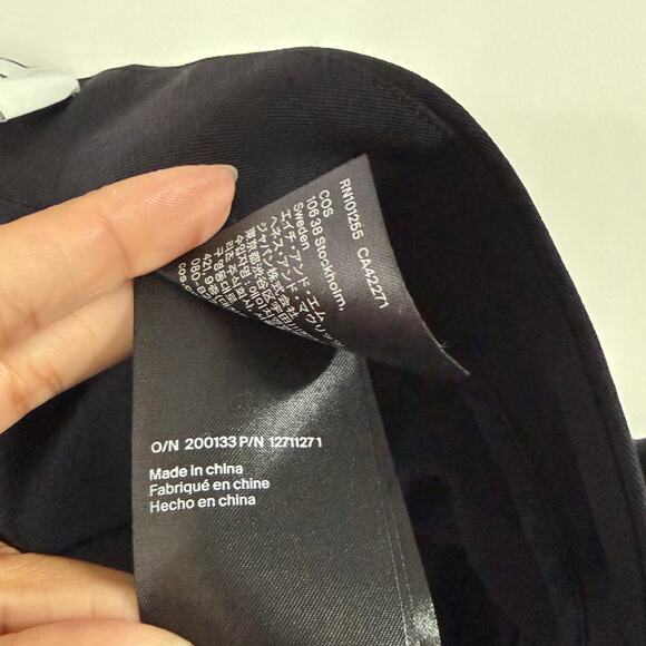 COS Womens Wide Leg Wool Blend Trouser Pants Cropped Pleated US14 Black - Picture 5 of 10